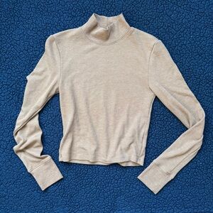 American Eagle Tan Waffle Long Sleeve Top